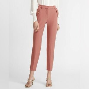 Express Crop High Rise Stretch Dress Pant in Pink